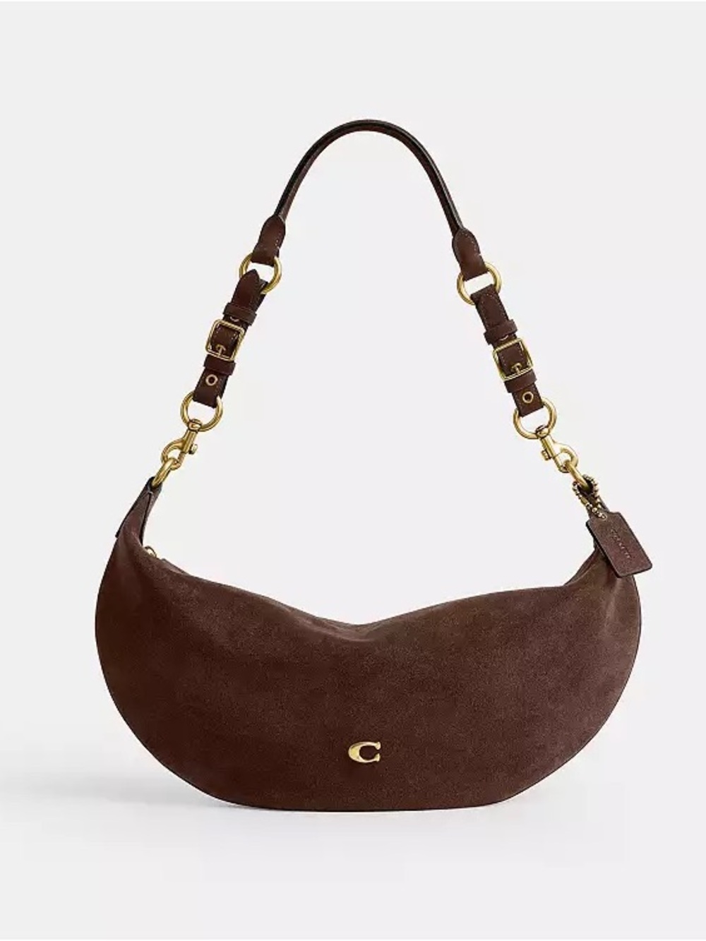 Coach Suede Paige Sling Bag In Chocolate Brown